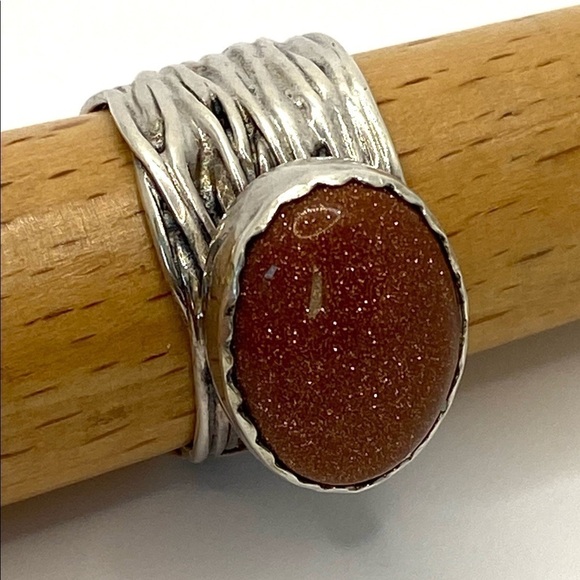 Silpada 925 Ring Goldstone size 8.25 Sterling - Picture 5 of 12